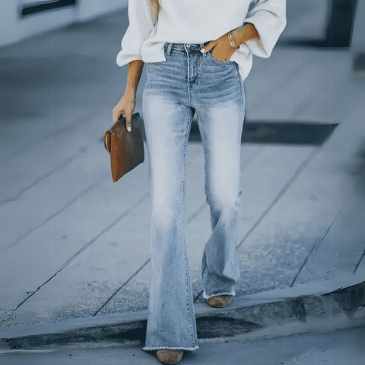 Women's High Waisted Flare Jeans Boho Stretch Denim