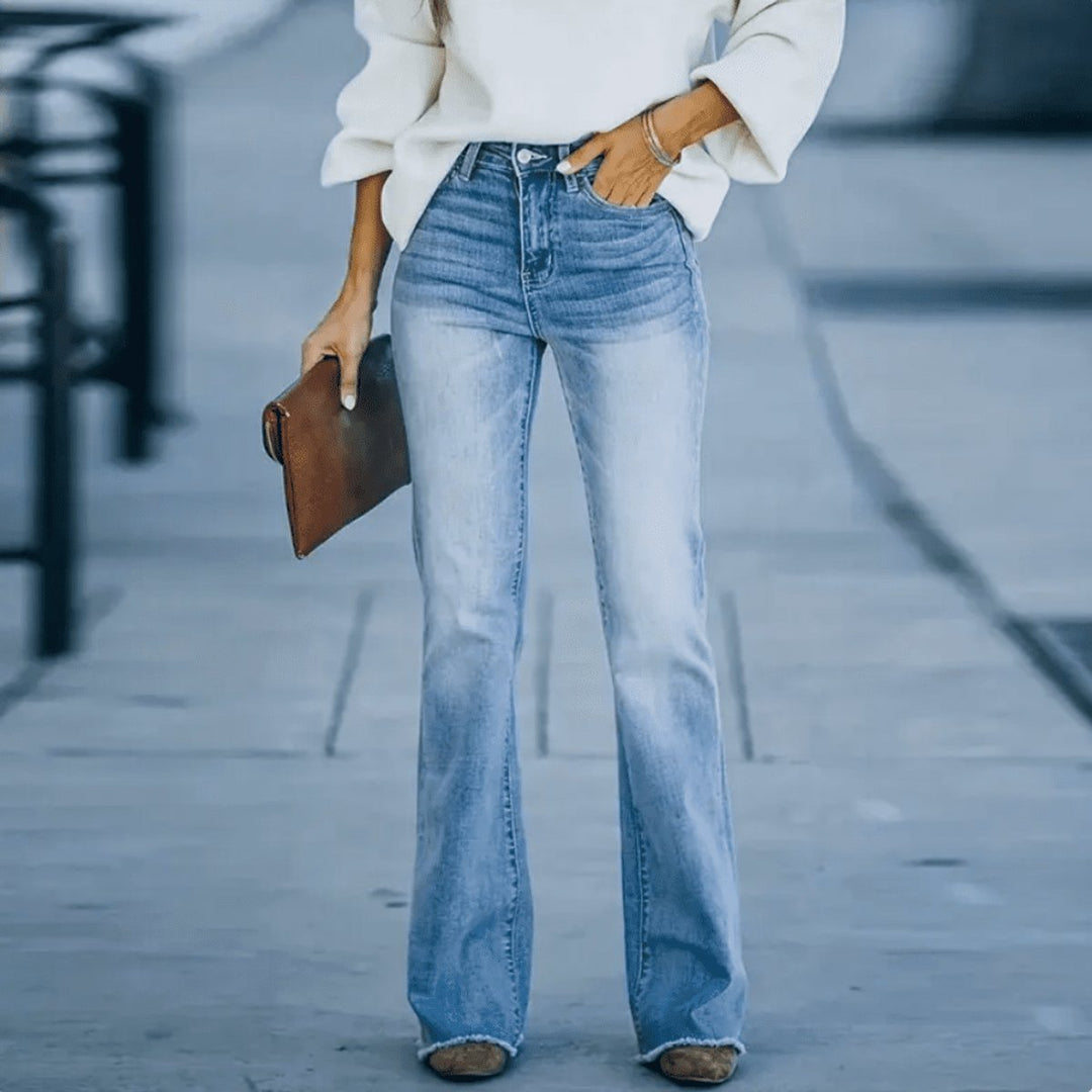 Women's High Waisted Flare Jeans Boho Stretch Denim