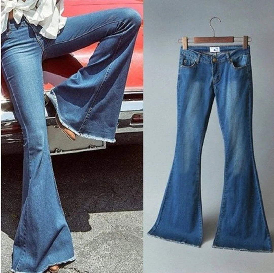 Women's High Waisted Flare Jeans Stretch Denim Bell Bottom Pants