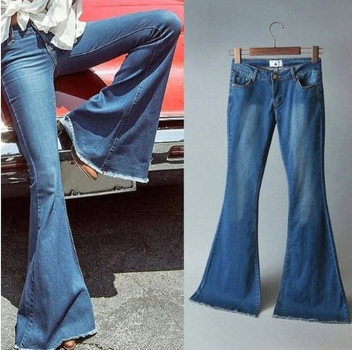 Women's High Waisted Flare Jeans Stretch Denim Bell Bottom Pants