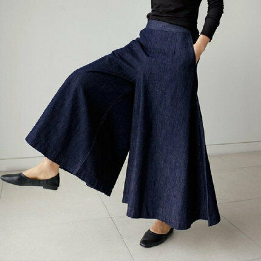 Women's High Waisted Jeans Flared A-Line Denim Maxi Skirt