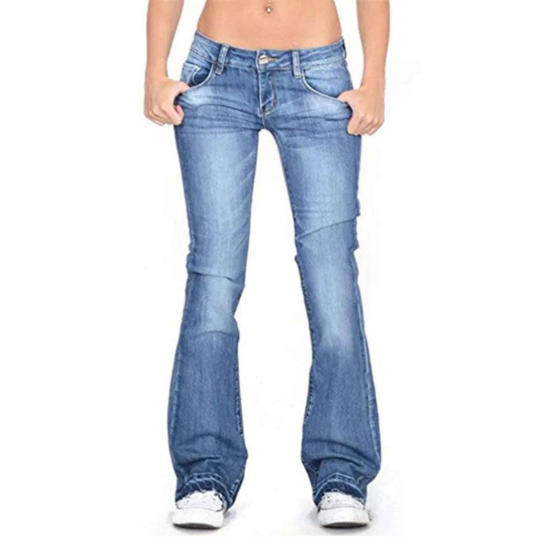 Women's High Waisted Jeans Vintage Flared Bell Bottom Denim