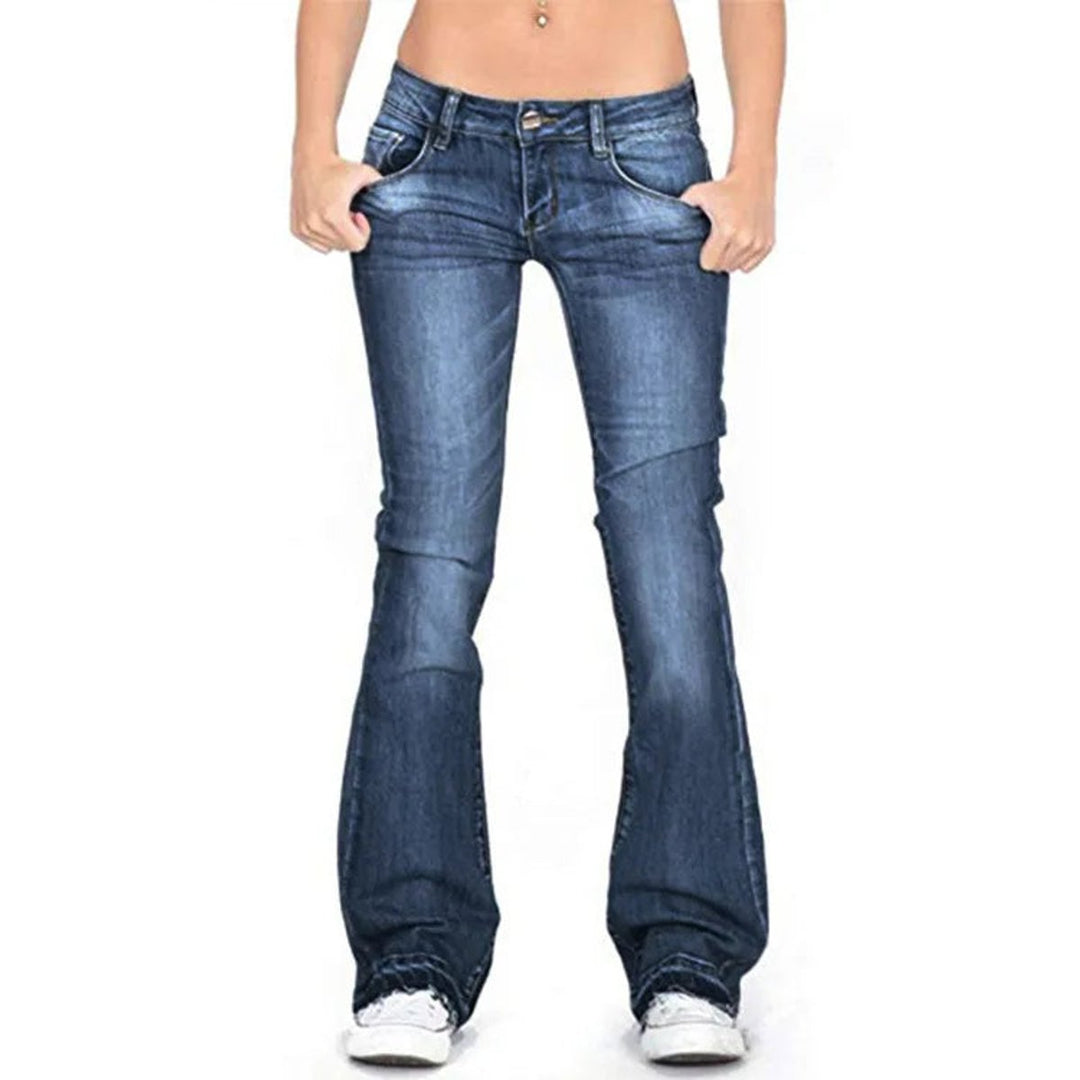 Women's High Waisted Jeans Vintage Flared Bell Bottom Denim