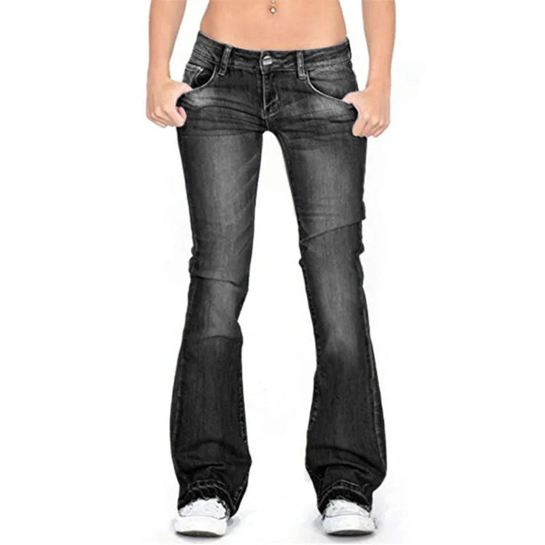 Women's High Waisted Jeans Vintage Flared Bell Bottom Denim