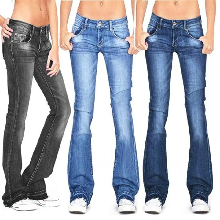 Women's High Waisted Jeans Vintage Flared Bell Bottom Denim