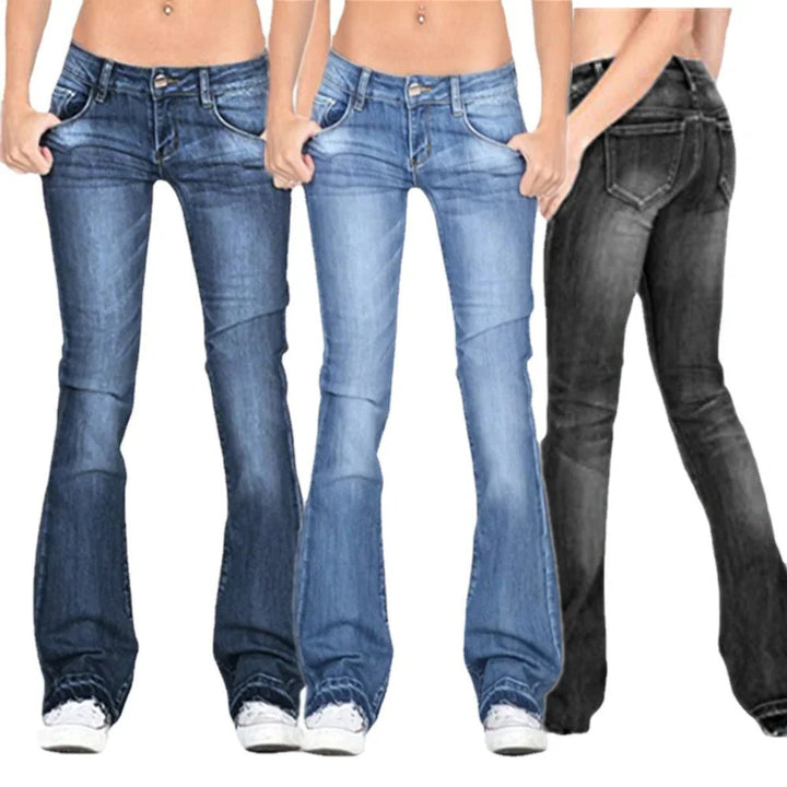 Women's High Waisted Jeans Vintage Flared Bell Bottom Denim
