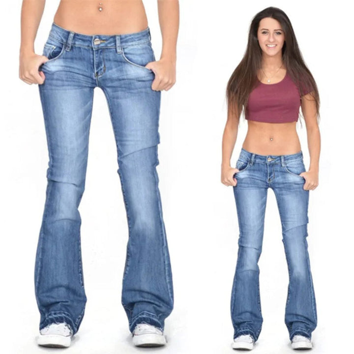 Women's High Waisted Jeans Vintage Flared Bell Bottom Denim
