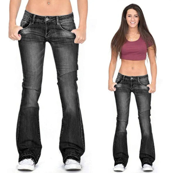 Women's High Waisted Jeans Vintage Flared Bell Bottom Denim