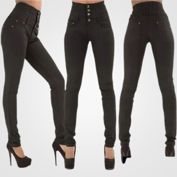 Women's High Waisted Skinny Jeans Button-Fly Slim-Fit Denim Pants