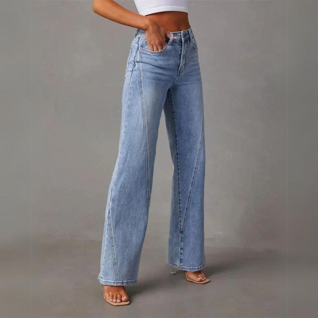 Women's High Waisted Wide-Leg Light Wash Denim Jeans
