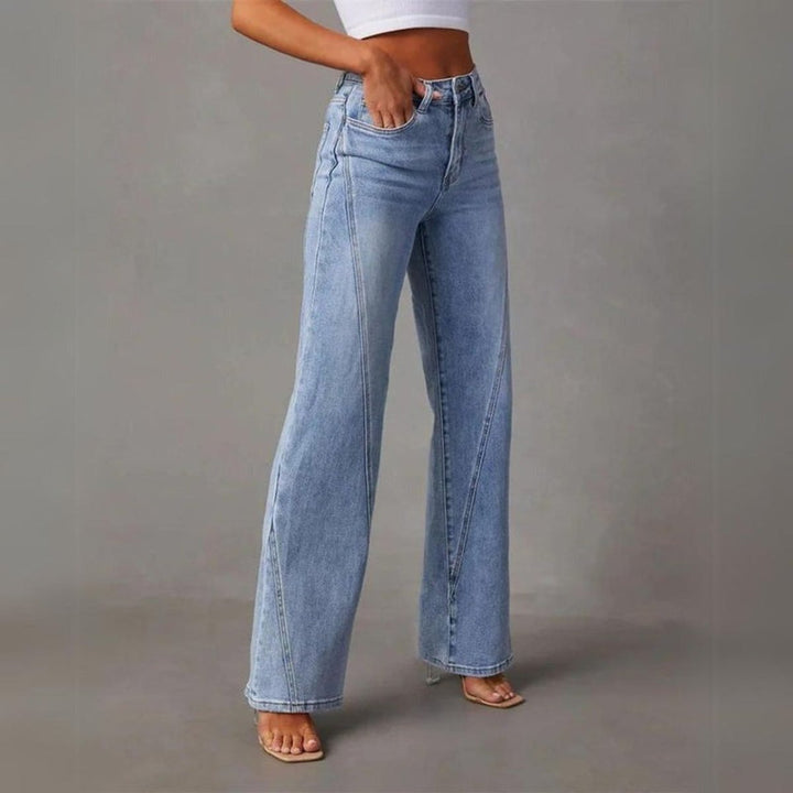 Women's High Waisted Wide-Leg Light Wash Denim Jeans