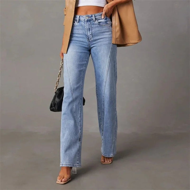 Women's High Waisted Wide-Leg Light Wash Denim Jeans