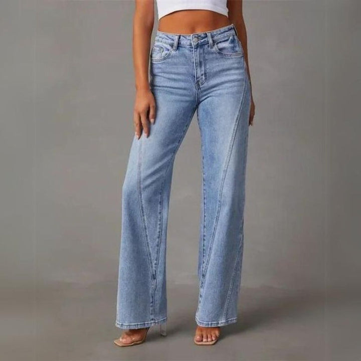 Women's High Waisted Wide-Leg Light Wash Denim Jeans