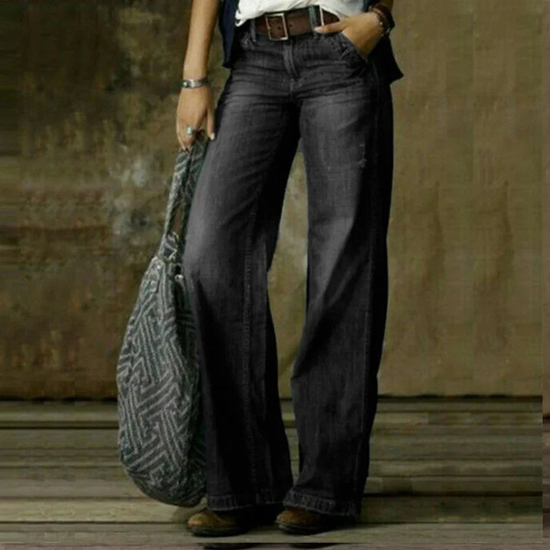 Women's High Waisted Wide-Leg Relaxed Straight Jeans