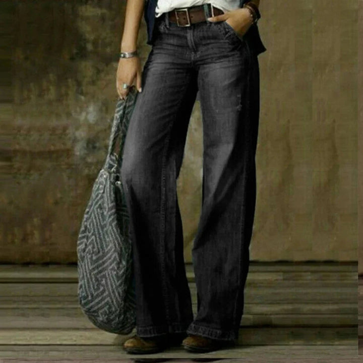 Women's High Waisted Wide-Leg Relaxed Straight Jeans