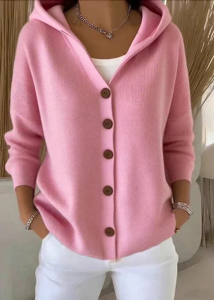 Women's Hooded Button-Front Knit Cardigan Sweater