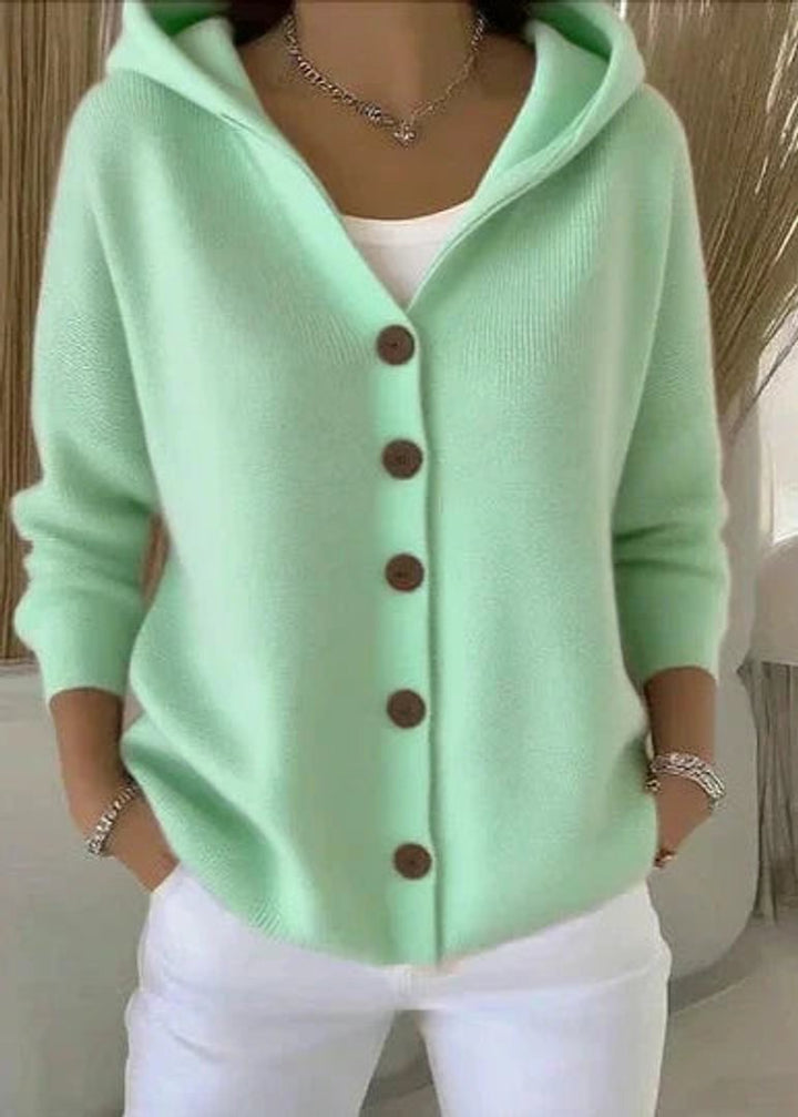 Women's Hooded Button-Front Knit Cardigan Sweater
