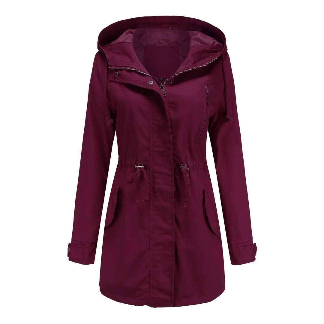 Women's Hooded Drawstring Cotton Utility Trench Coat