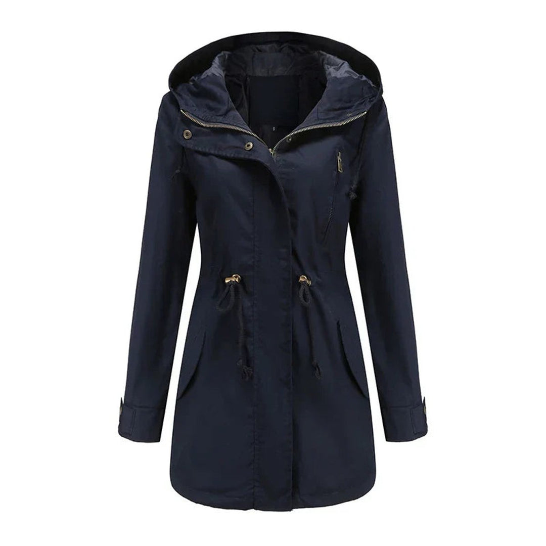 Women's Hooded Drawstring Cotton Utility Trench Coat