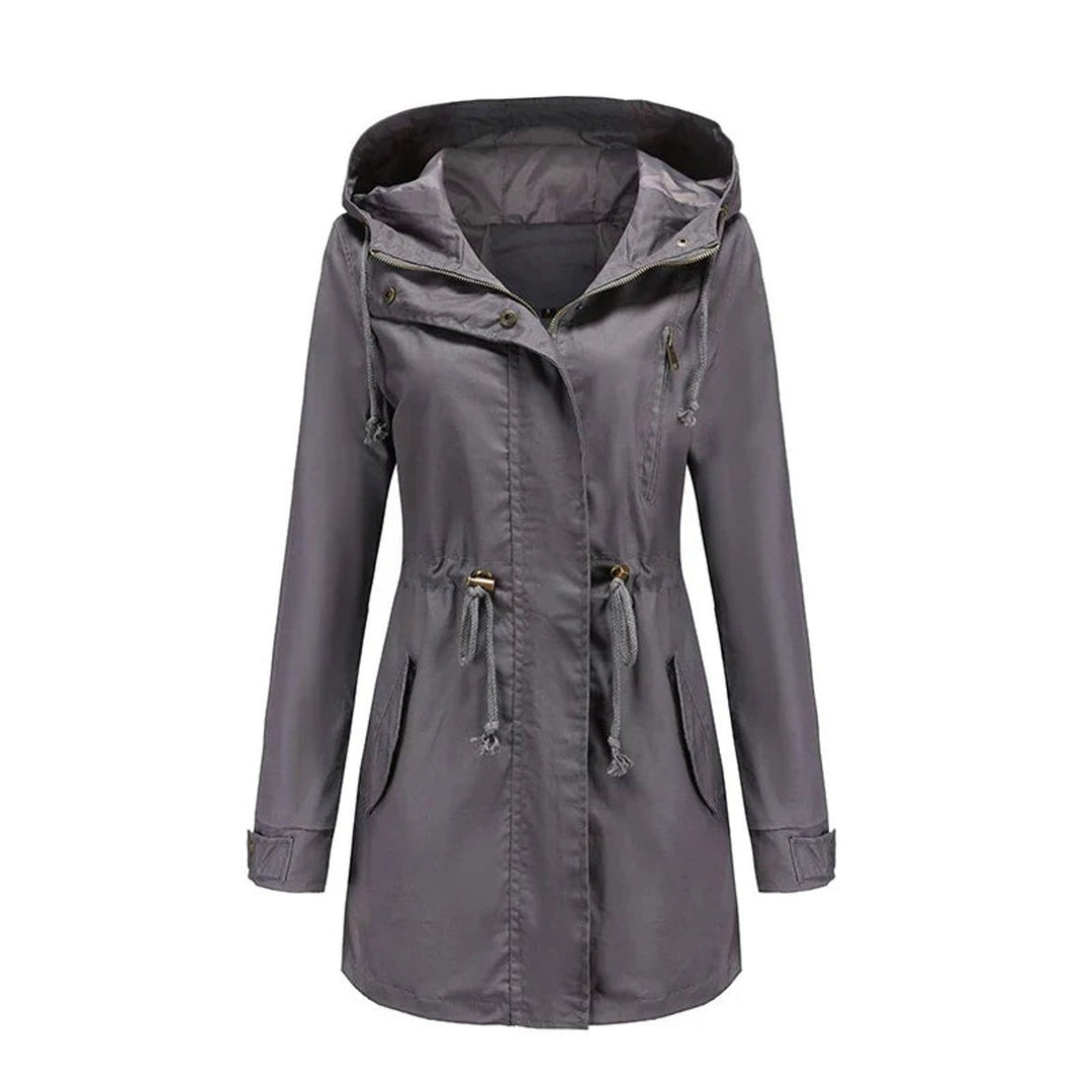 Women's Hooded Drawstring Cotton Utility Trench Coat