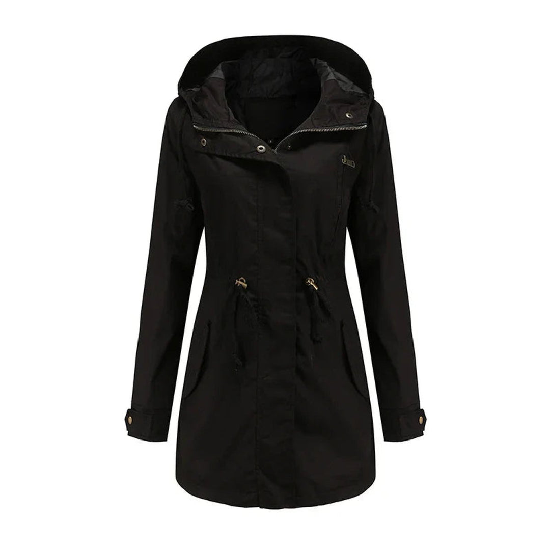 Women's Hooded Drawstring Cotton Utility Trench Coat