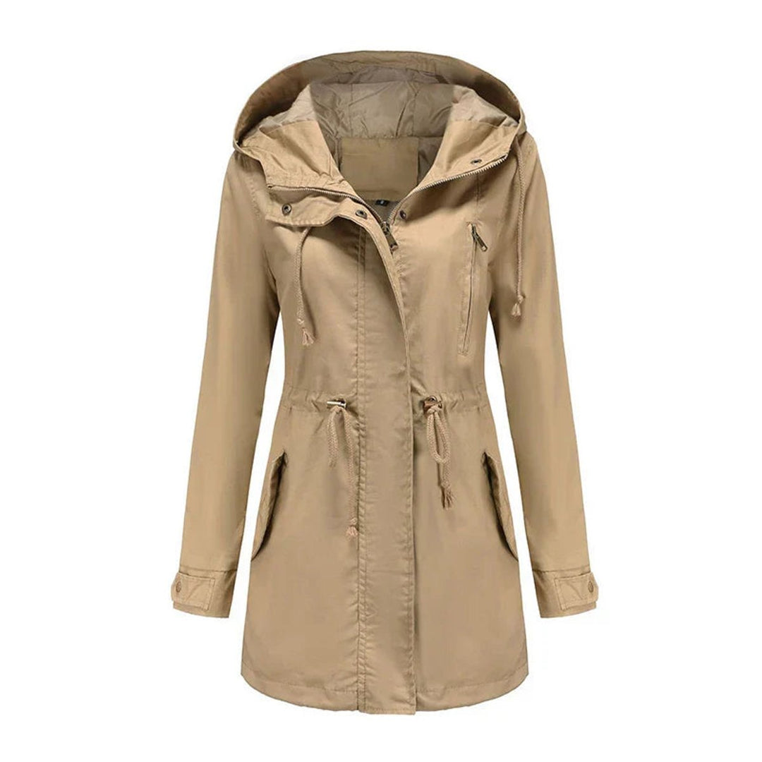 Women's Hooded Drawstring Cotton Utility Trench Coat