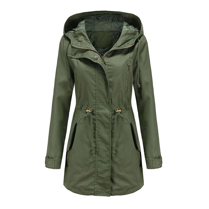 Women's Hooded Drawstring Cotton Utility Trench Coat