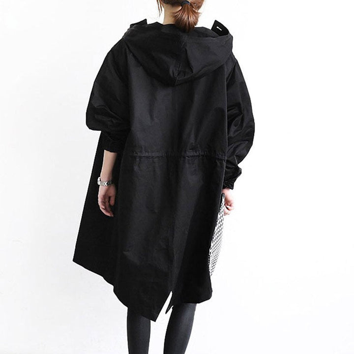 Women's Hooded Knee-Length Relaxed-Fit Trench Coat