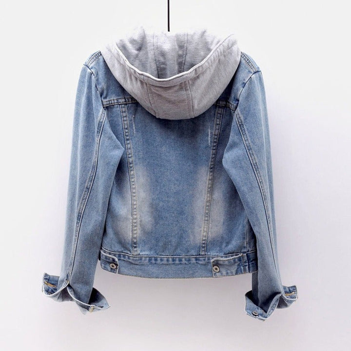 Women's Hooded Light-Wash Relaxed-Fit Denim Jacket
