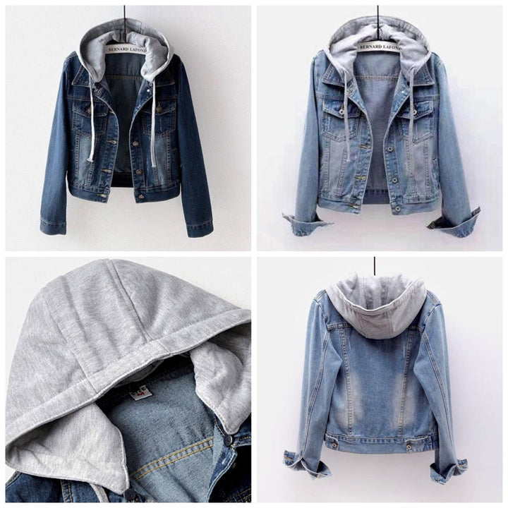 Women's Hooded Light-Wash Relaxed-Fit Denim Jacket