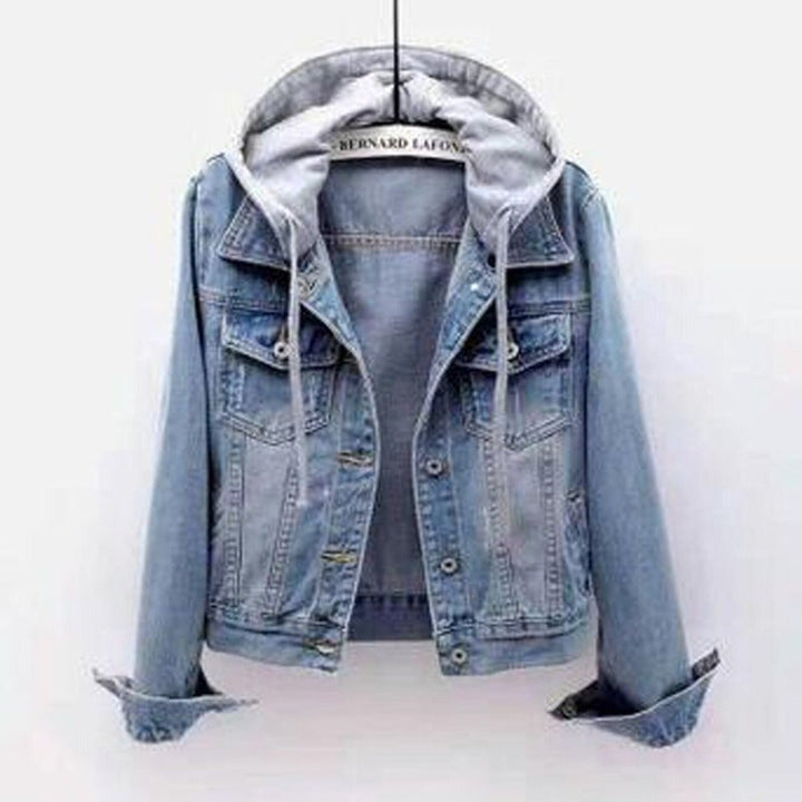 Women's Hooded Light-Wash Relaxed-Fit Denim Jacket