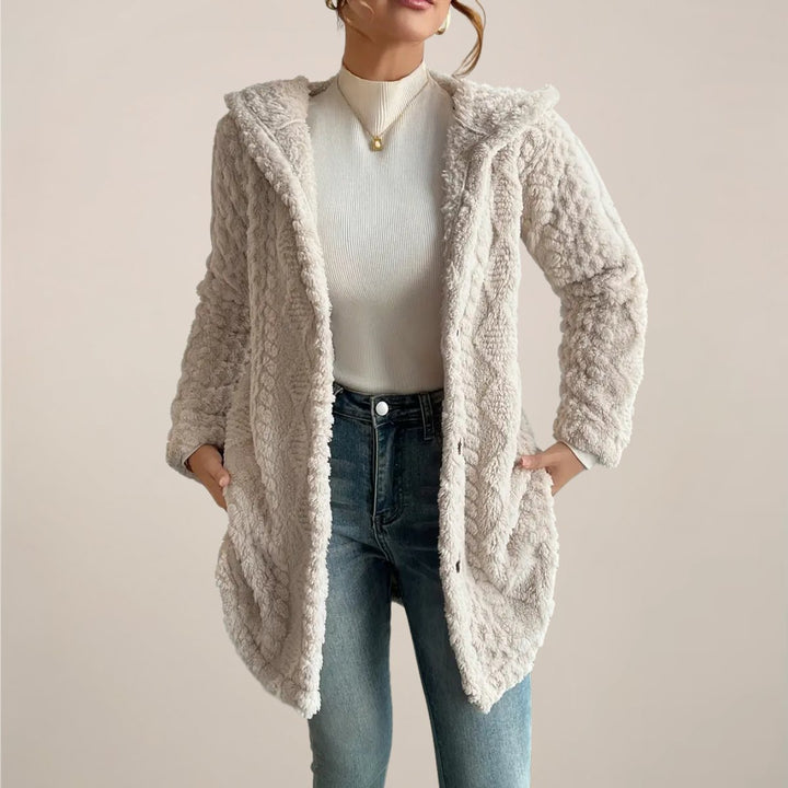 Women's Hooded Open-Front Plush Fleece Cardigan Coat