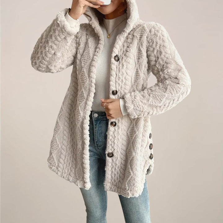 Women's Hooded Open-Front Plush Fleece Cardigan Coat
