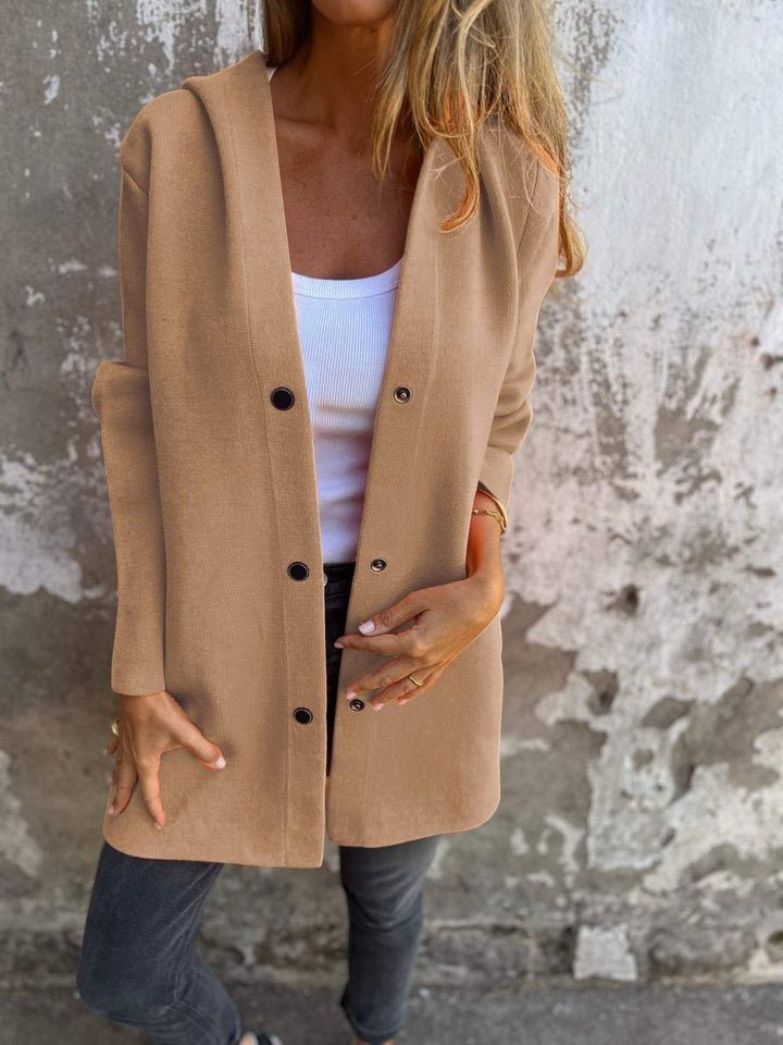 Women's Hooded Single-Breasted Knit Blazer
