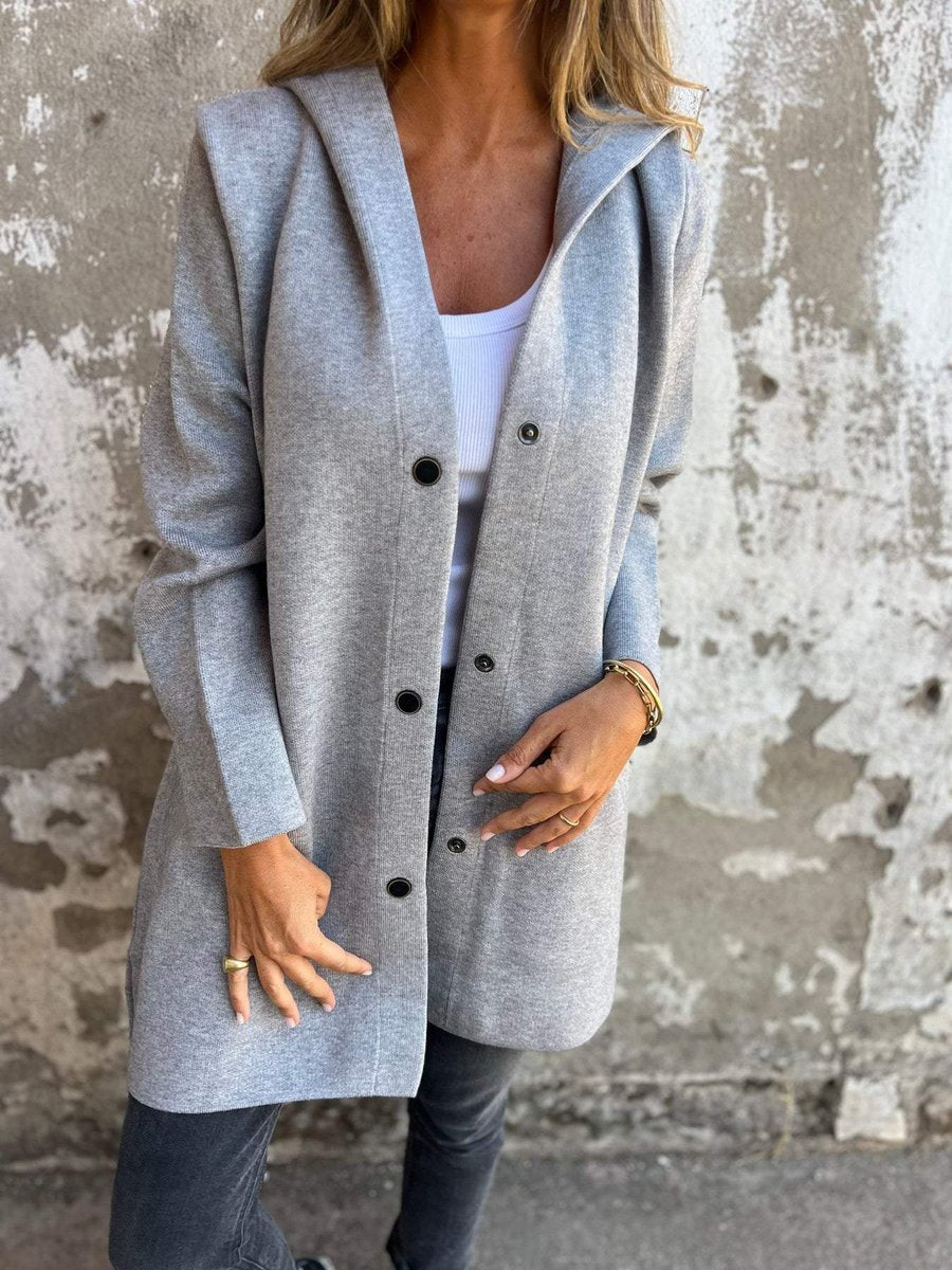 Women's Hooded Single-Breasted Knit Blazer
