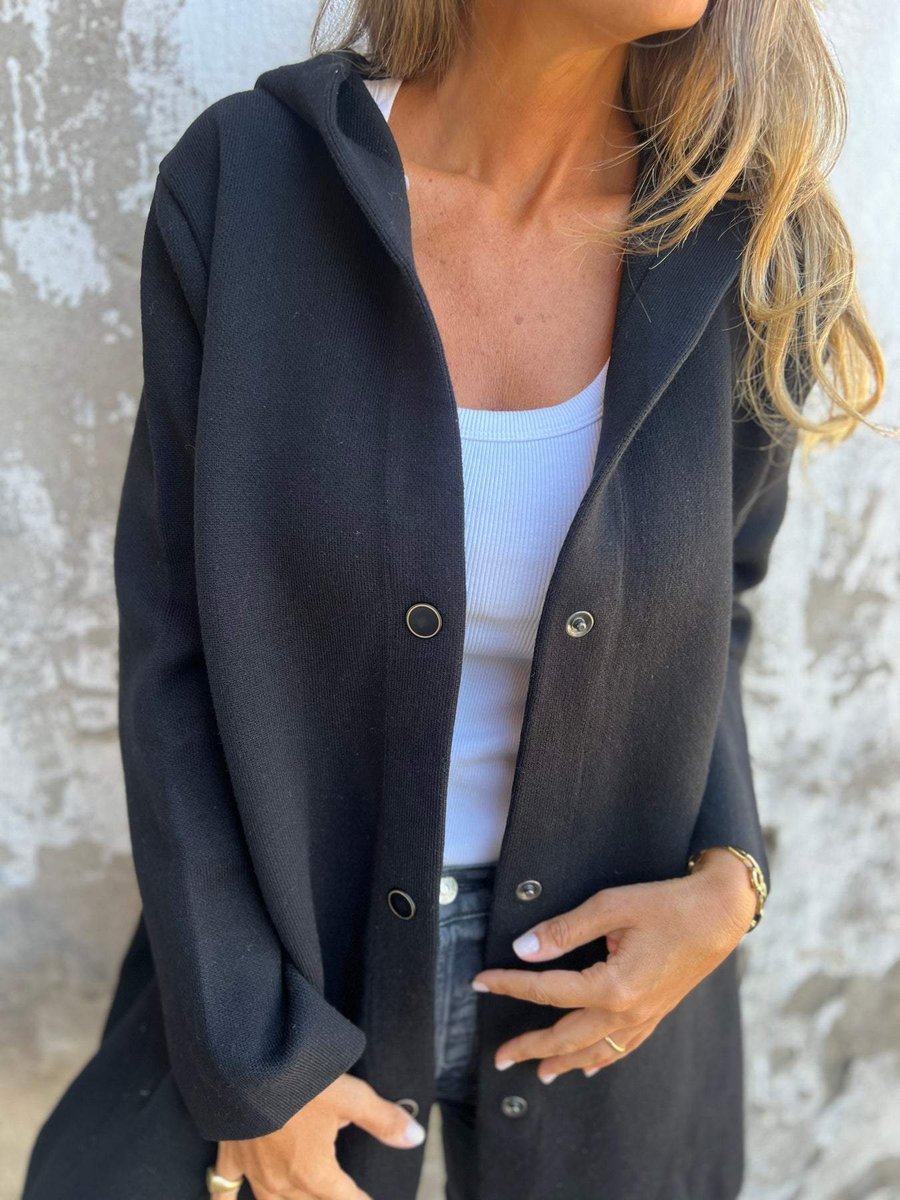 Women's Hooded Single-Breasted Knit Blazer