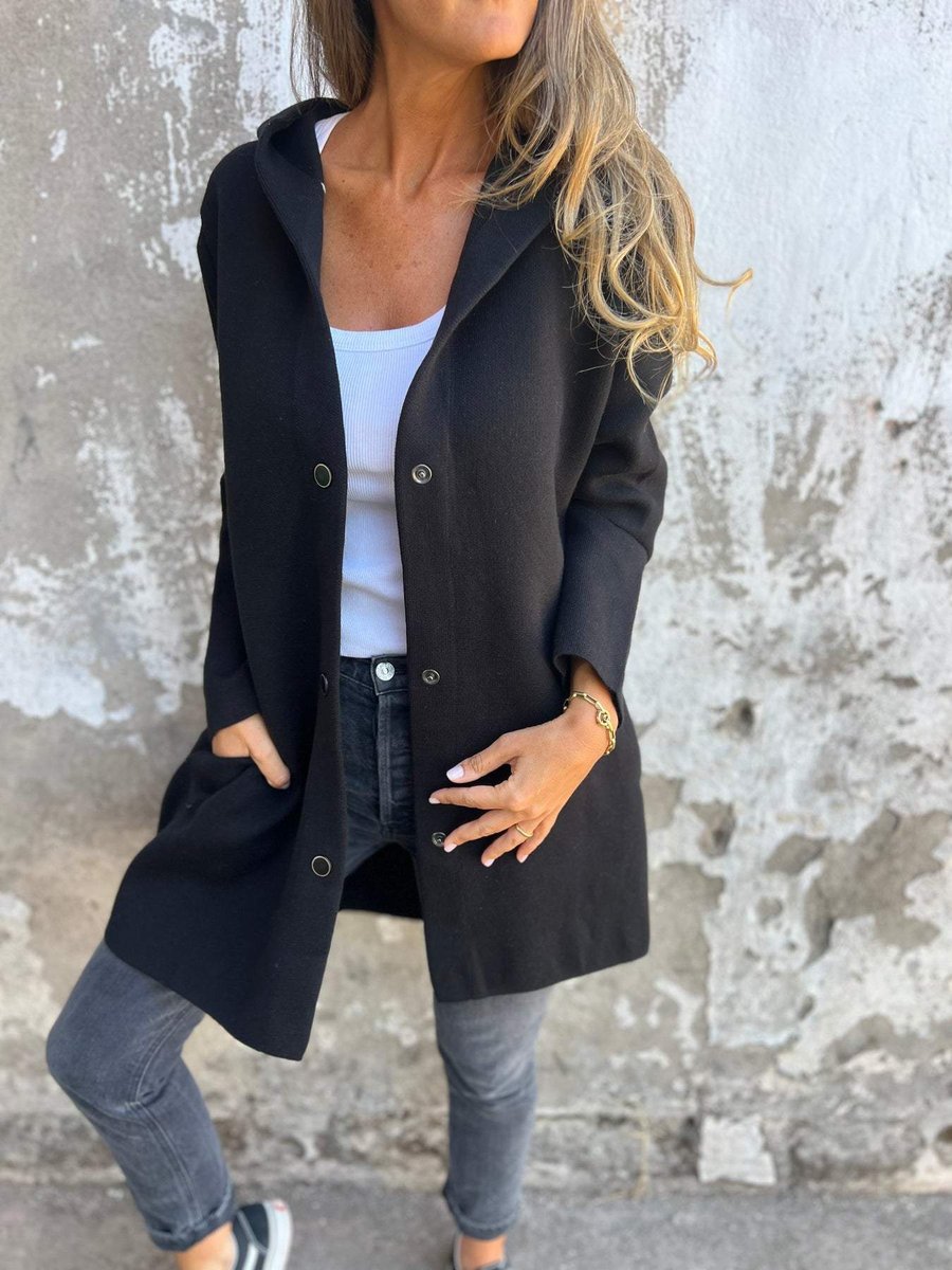 Women's Hooded Single-Breasted Knit Blazer