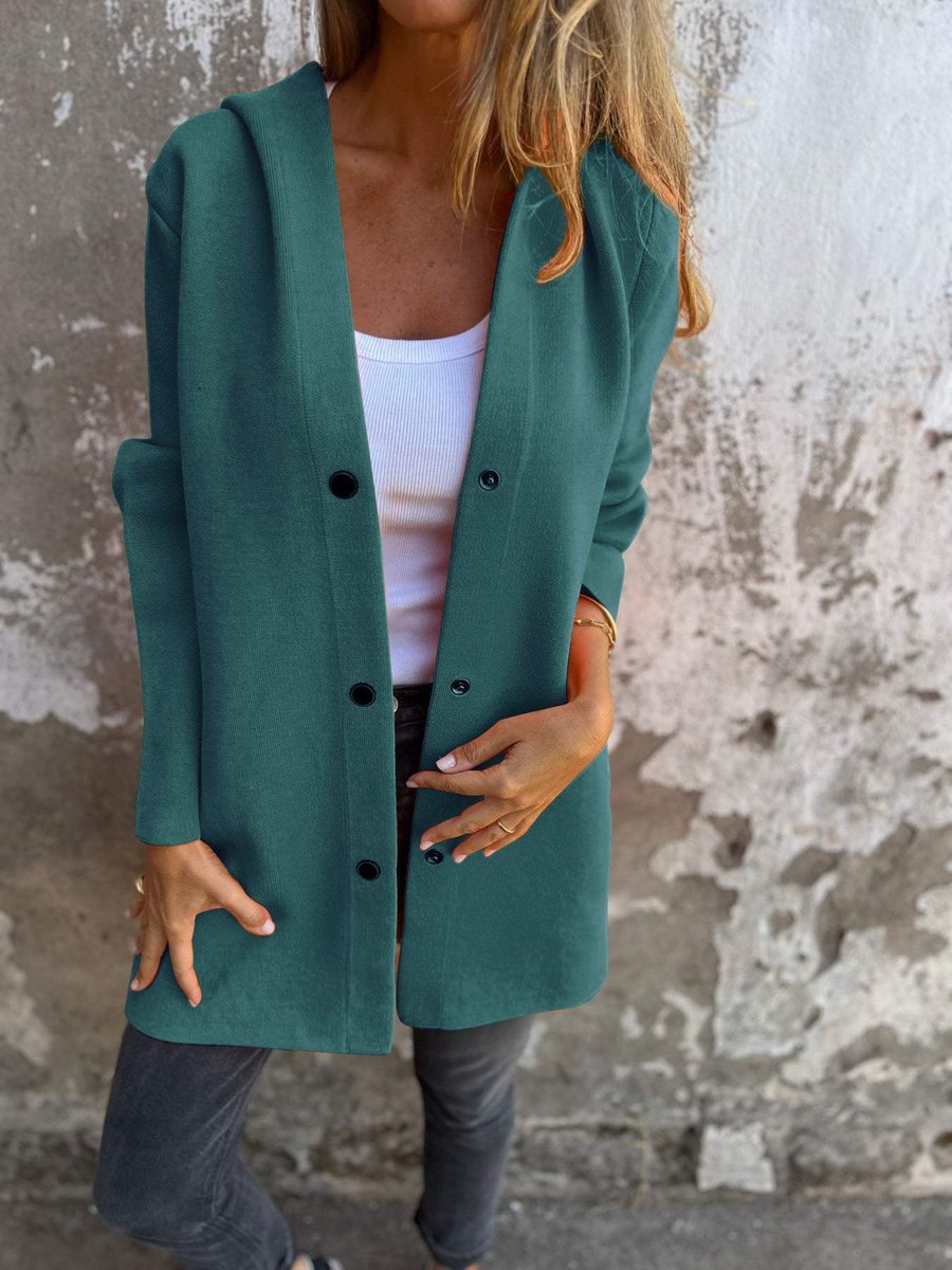 Women's Hooded Single-Breasted Knit Blazer