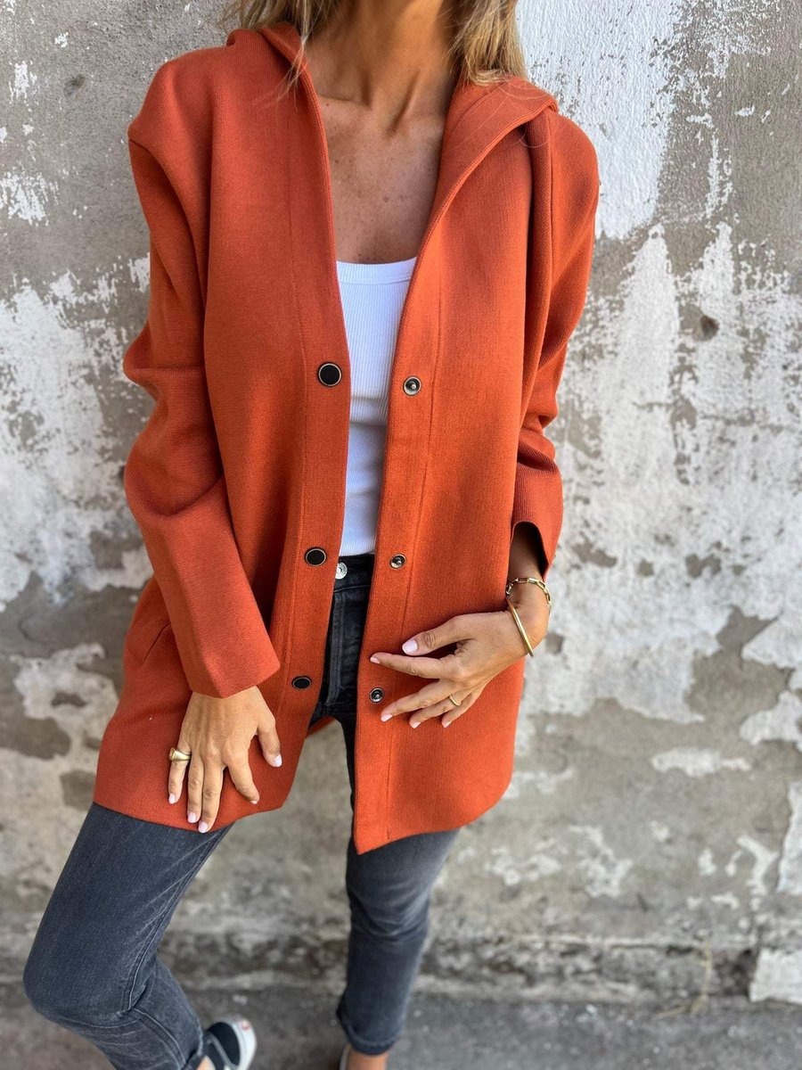 Women's Hooded Single-Breasted Knit Blazer