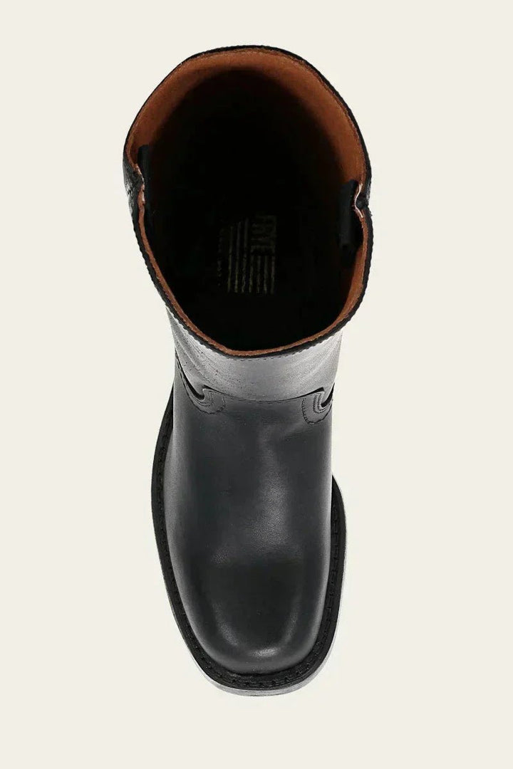 Women's Knee-High Side-Zip Block-Heel Leather Riding Boots