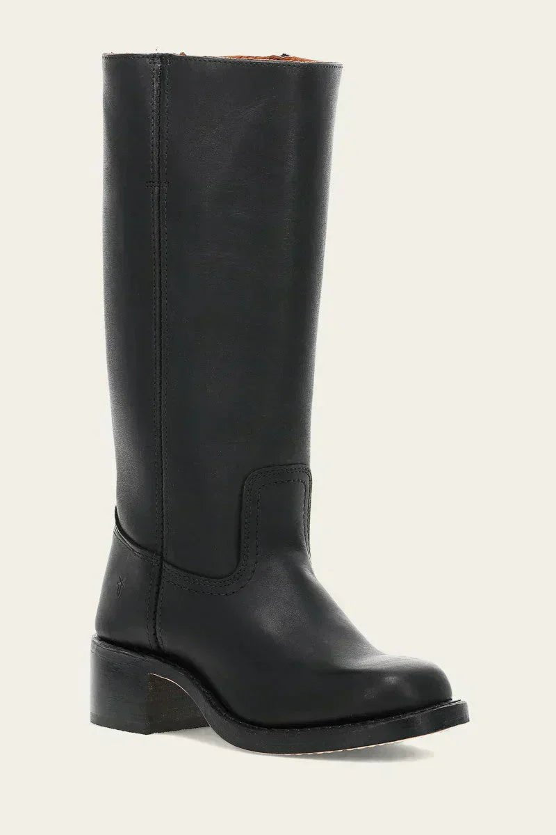 Women's Knee-High Side-Zip Block-Heel Leather Riding Boots