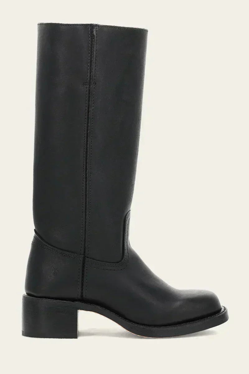 Women's Knee-High Side-Zip Block-Heel Leather Riding Boots