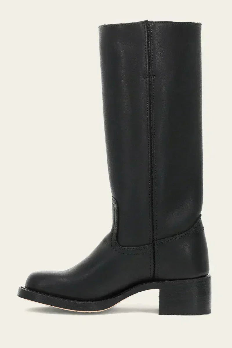 Women's Knee-High Side-Zip Block-Heel Leather Riding Boots