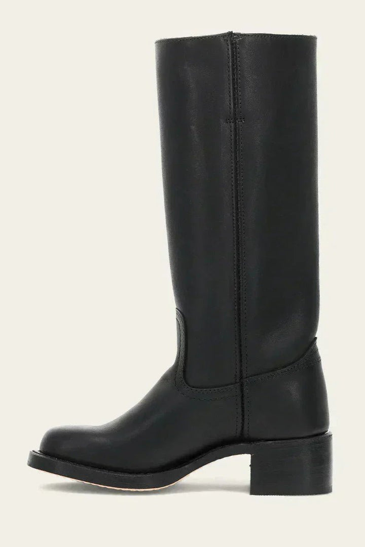 Women's Knee-High Side-Zip Block-Heel Leather Riding Boots