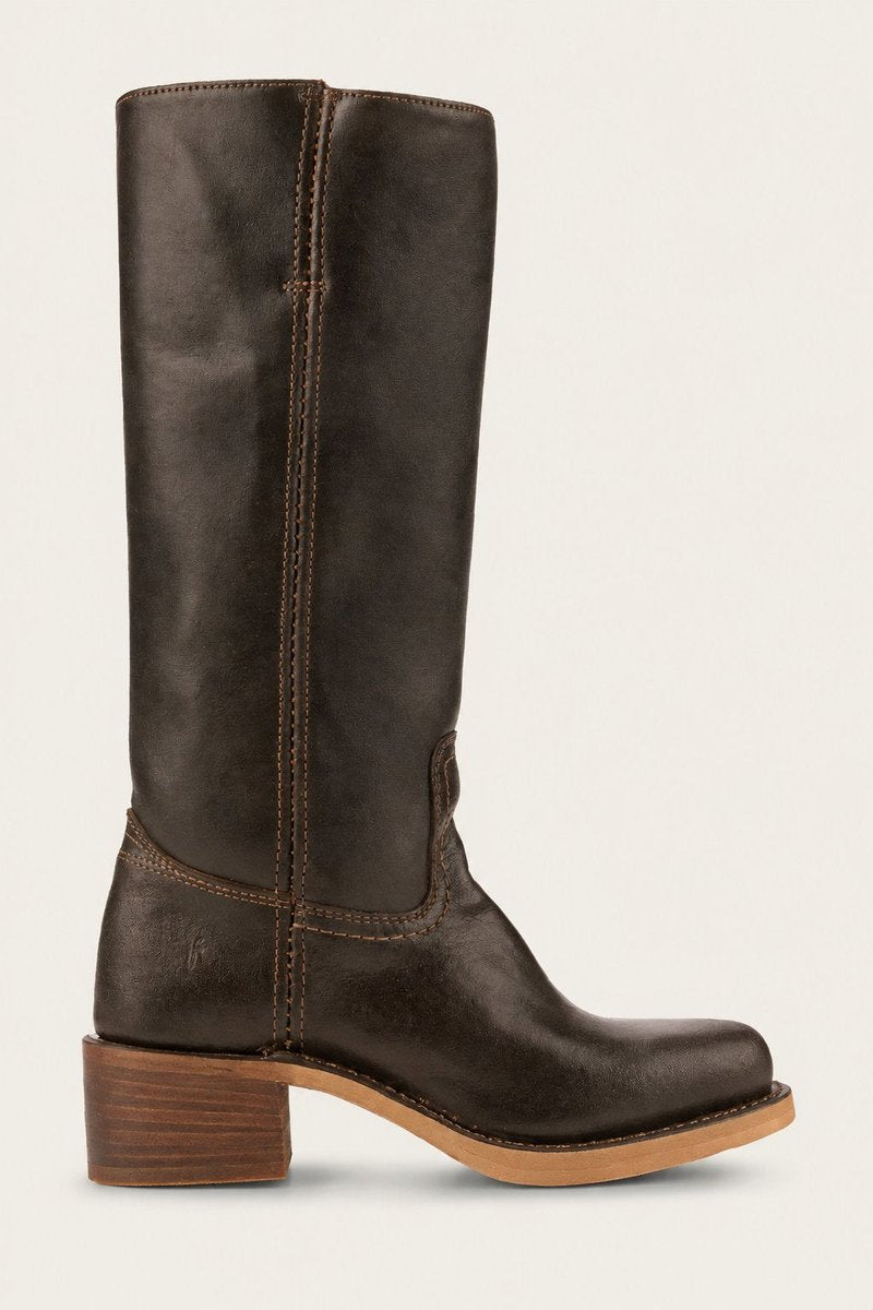 Women's Knee-High Side-Zip Block-Heel Leather Riding Boots