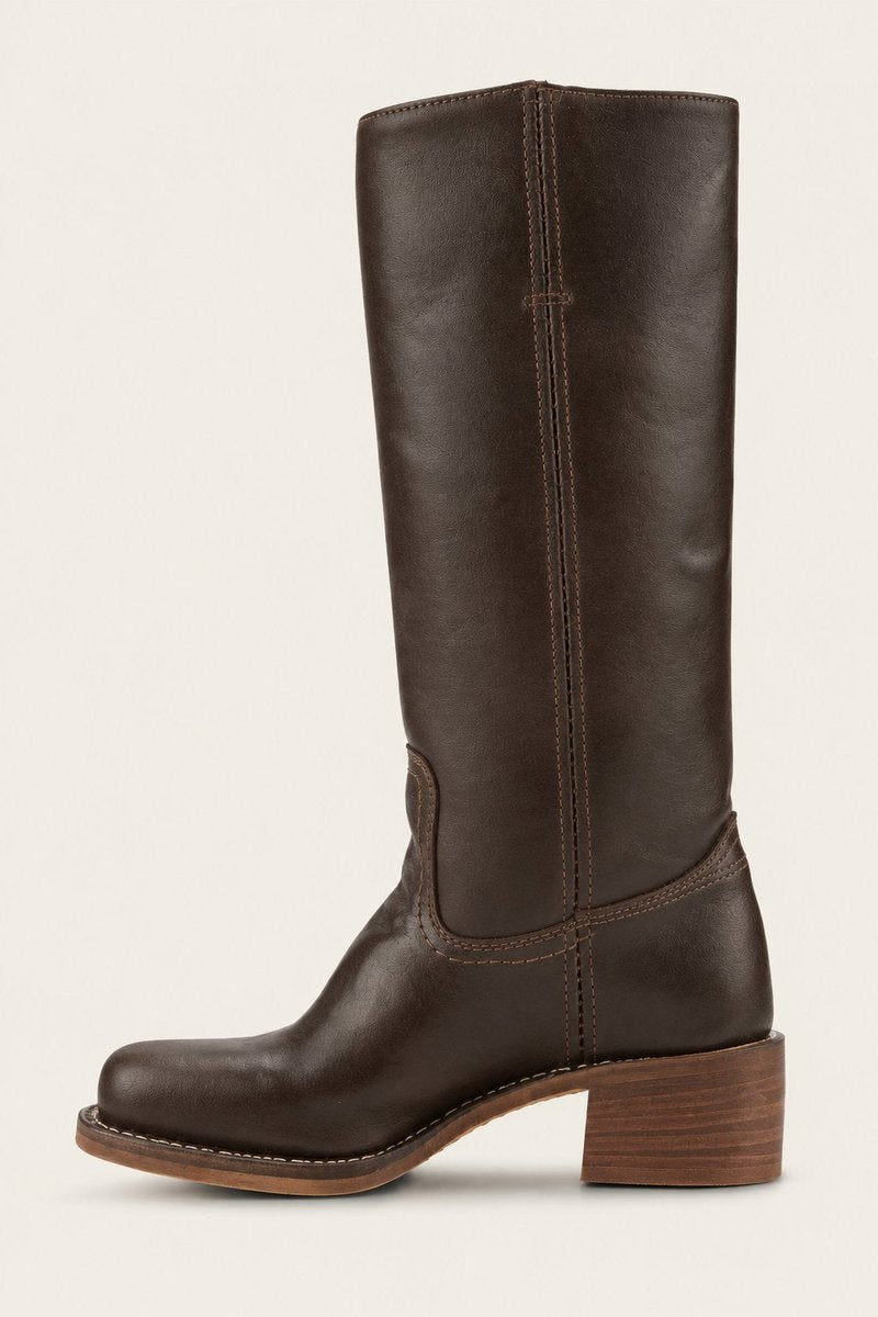 Women's Knee-High Side-Zip Block-Heel Leather Riding Boots
