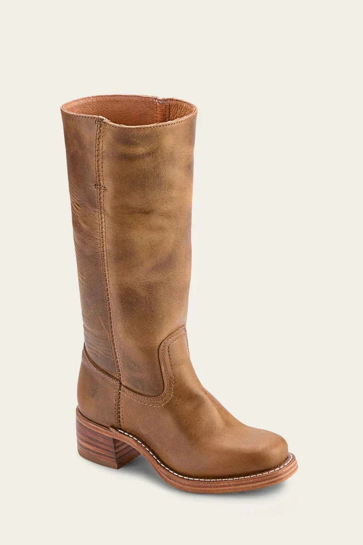 Women's Knee-High Side-Zip Block-Heel Leather Riding Boots