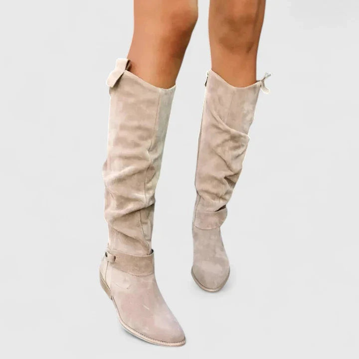 Women's Knee-High Slouchy Block-Heel Western Boots