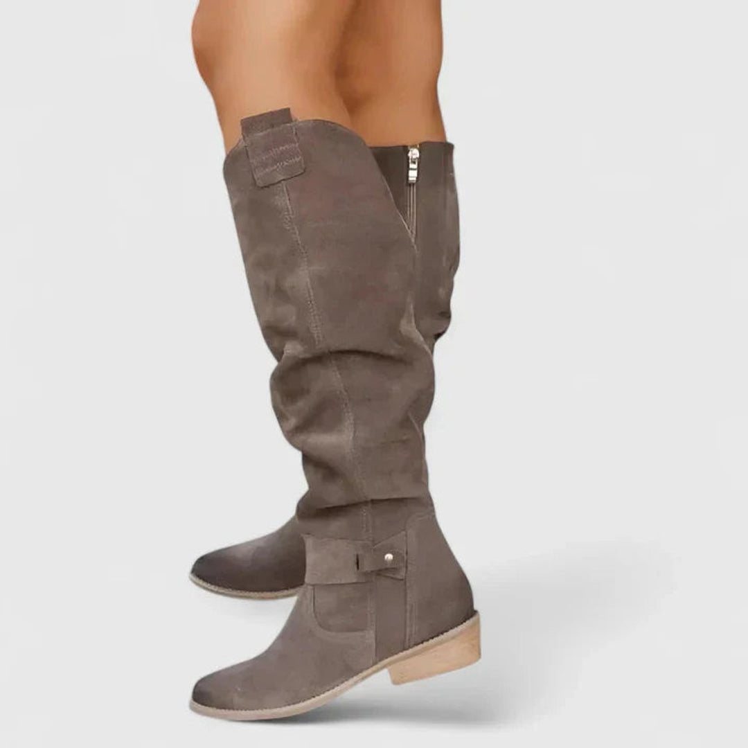 Women's Knee-High Slouchy Block-Heel Western Boots