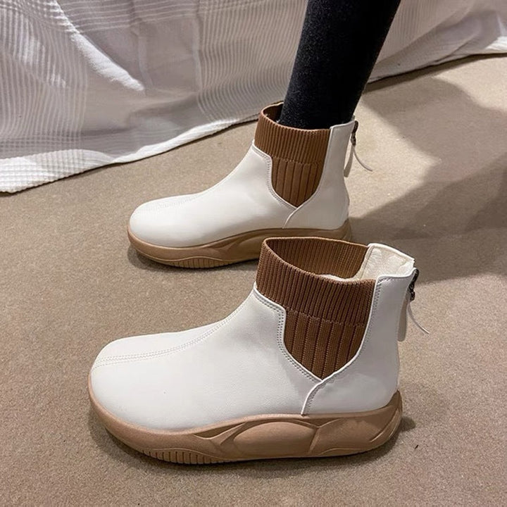 Women's Knit-Collar Low-Heel Chelsea Ankle Boots